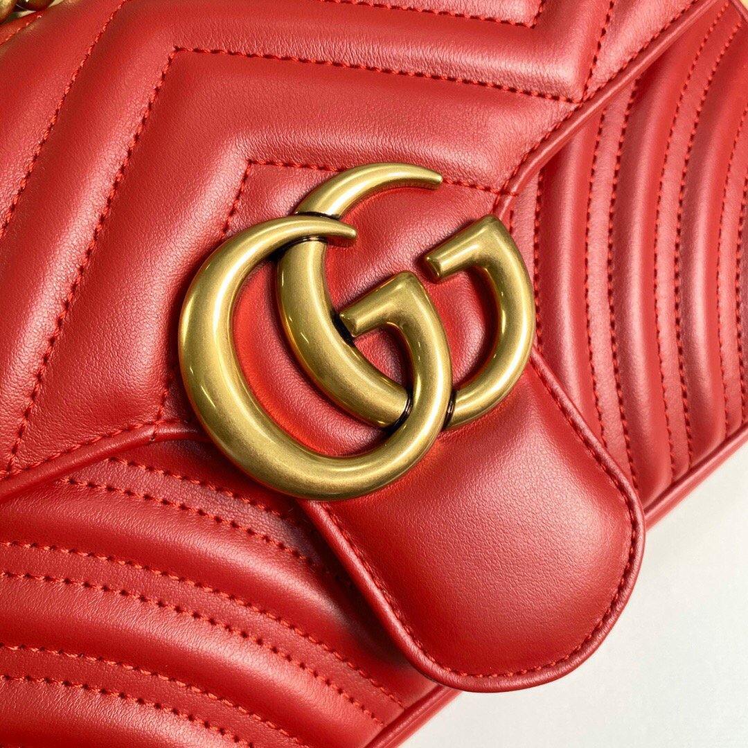 Gucci 443497 GG Marmont Matelass¨¦ Shoulder Bag Red - luxibagsmall