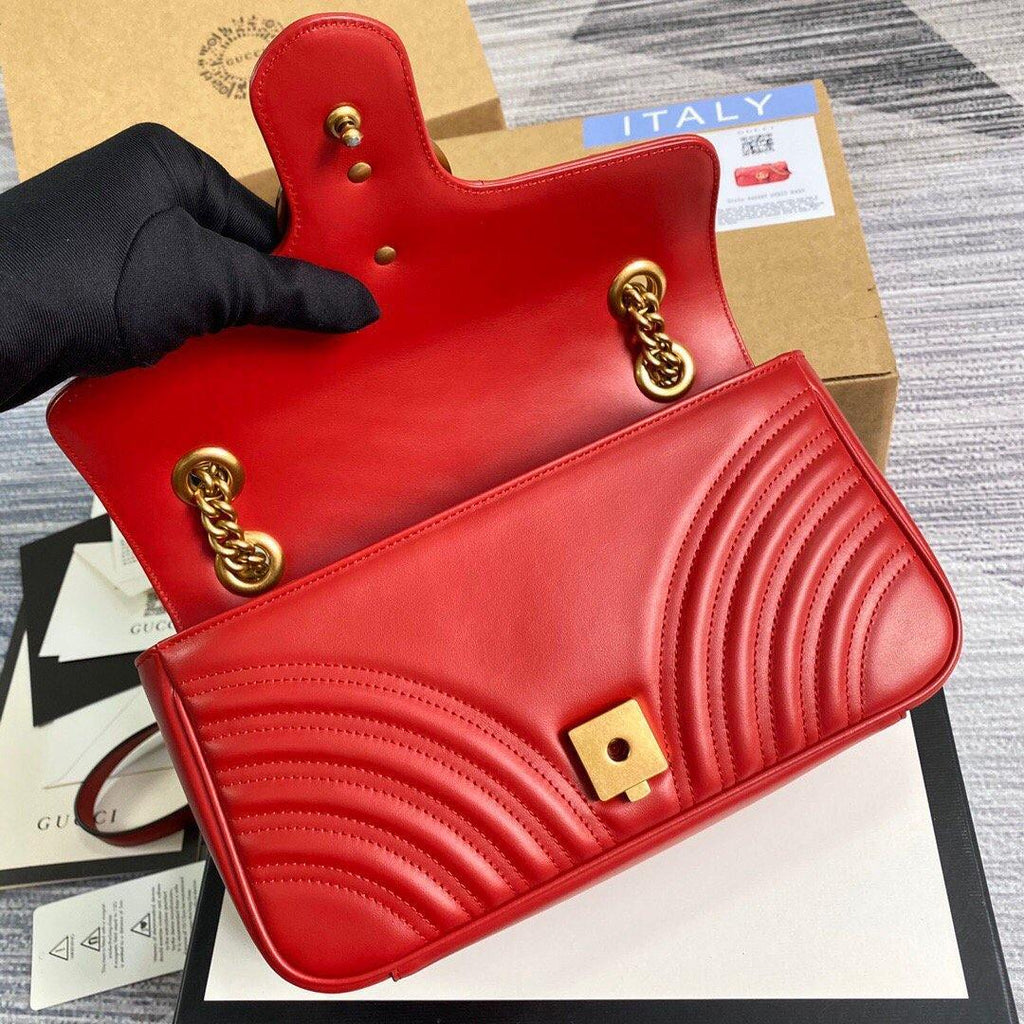 Gucci 443497 GG Marmont Matelass¨¦ Shoulder Bag Red - luxibagsmall