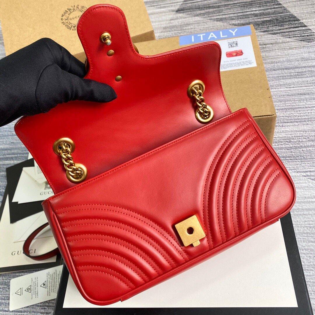 Gucci 443497 GG Marmont Matelass¨¦ Shoulder Bag Red - luxibagsmall