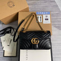Gucci 443497 GG Marmont Matelass¨¦ Shoulder Bag Black - luxibagsmall