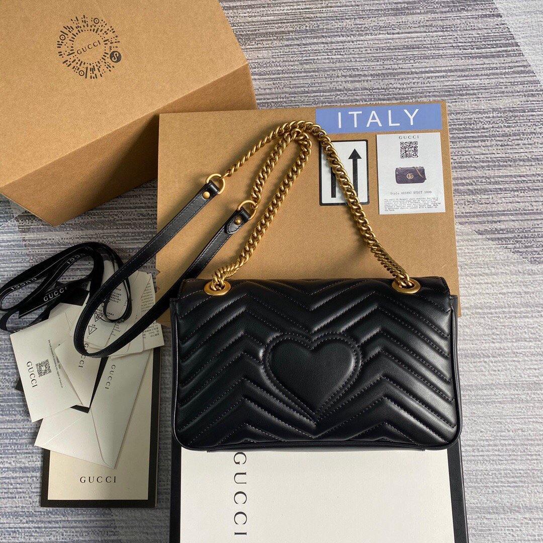 Gucci 443497 GG Marmont Matelass¨¦ Shoulder Bag Black - luxibagsmall