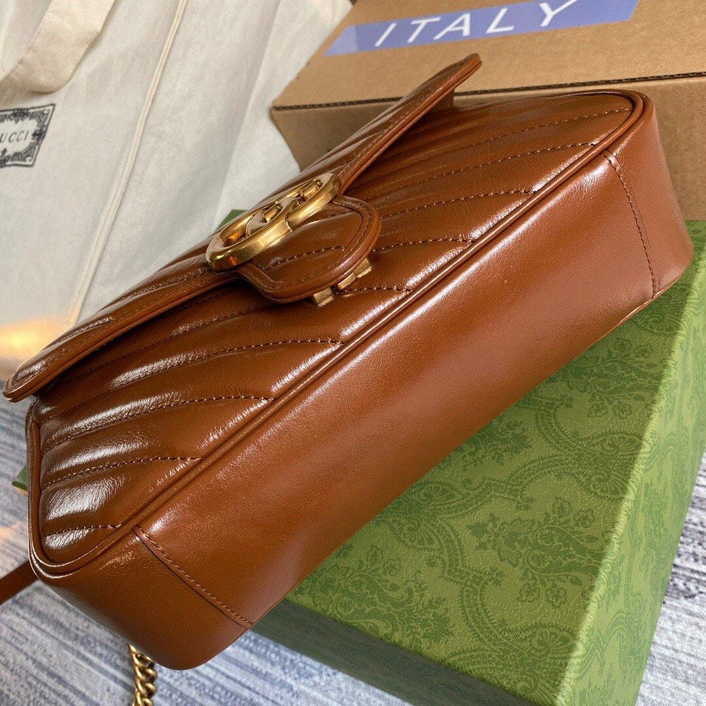 Gucci 443497 GG Marmont Matelass¨¦ shoulder Bag Brown - luxibagsmall
