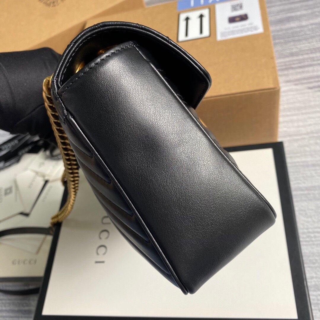 Gucci 443497 GG Marmont Matelass¨¦ Shoulder Bag Black - luxibagsmall