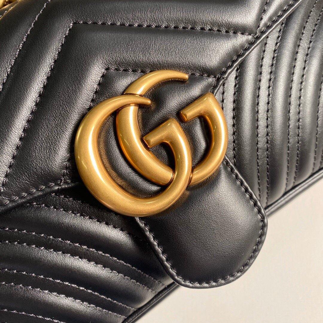 Gucci 443497 GG Marmont Matelass¨¦ Shoulder Bag Black - luxibagsmall