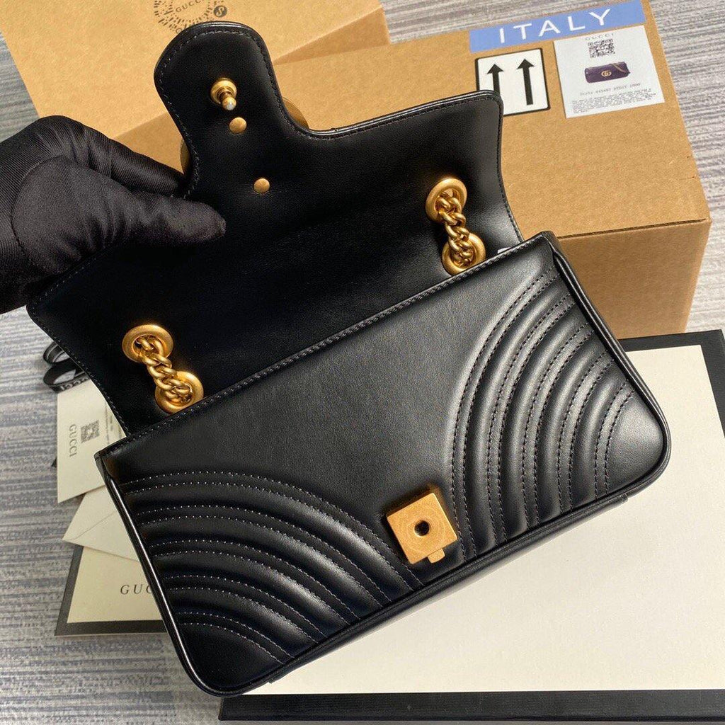 Gucci 443497 GG Marmont Matelass¨¦ Shoulder Bag Black - luxibagsmall