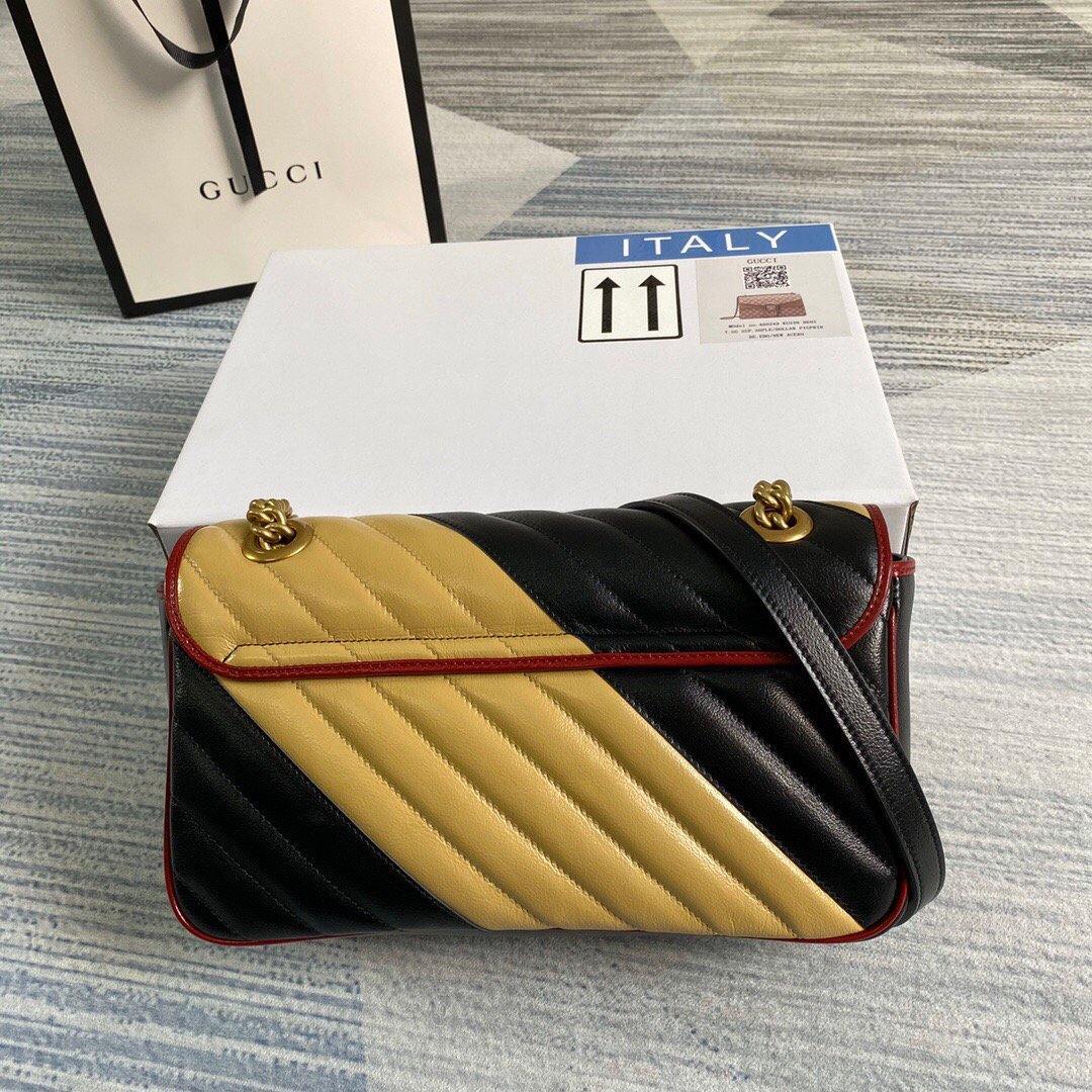 Gucci 443497 GG Marmont Matelass¨¦ Shoulder Bag Black Yellow - luxibagsmall