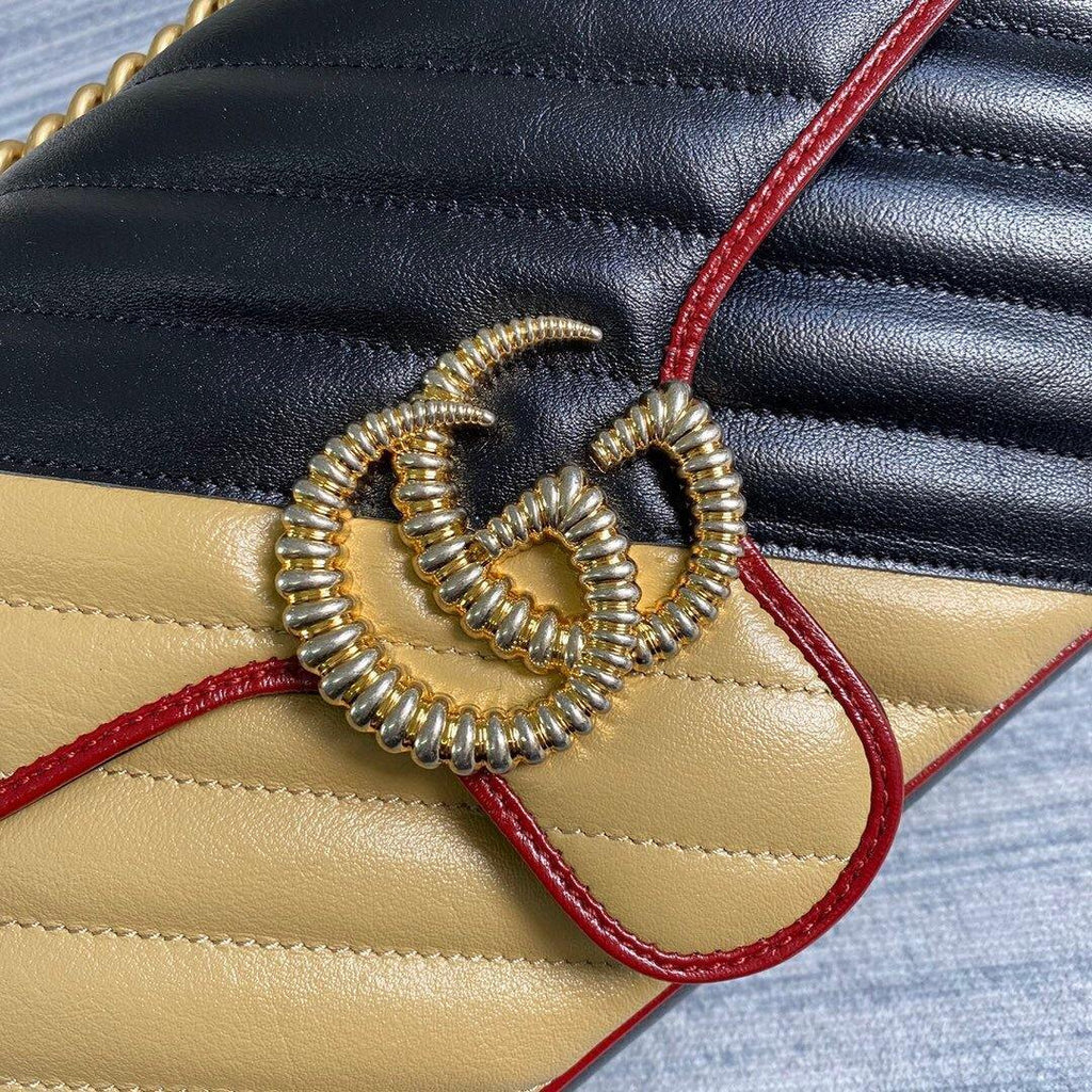 Gucci 443497 GG Marmont Matelass¨¦ Shoulder Bag Black Yellow - luxibagsmall