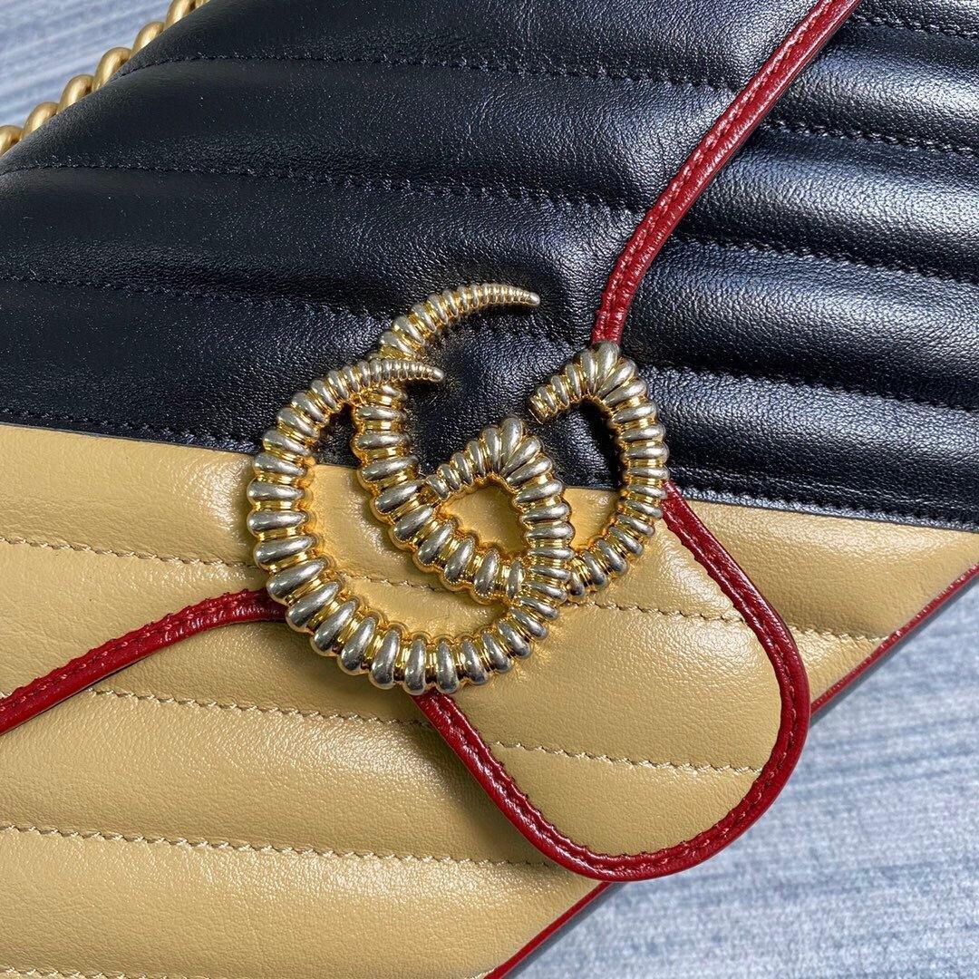 Gucci 443497 GG Marmont Matelass¨¦ Shoulder Bag Black Yellow - luxibagsmall