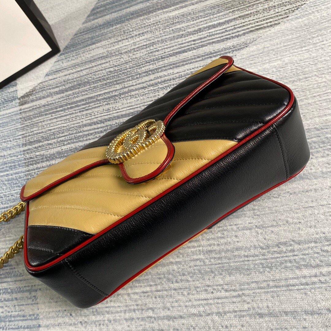 Gucci 443497 GG Marmont Matelass¨¦ Shoulder Bag Black Yellow - luxibagsmall