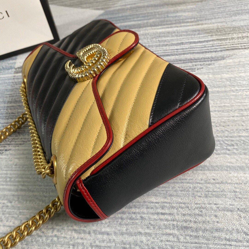 Gucci 443497 GG Marmont Matelass¨¦ Shoulder Bag Black Yellow - luxibagsmall