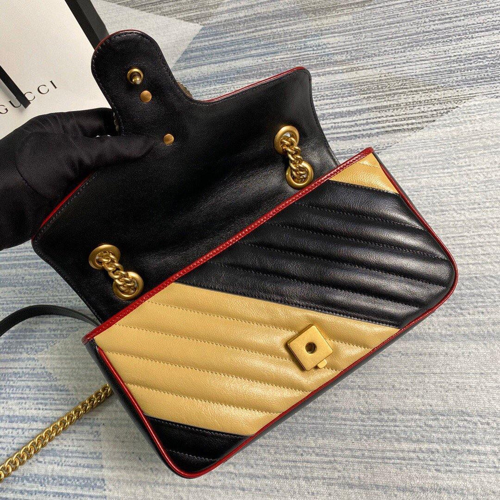 Gucci 443497 GG Marmont Matelass¨¦ Shoulder Bag Black Yellow - luxibagsmall