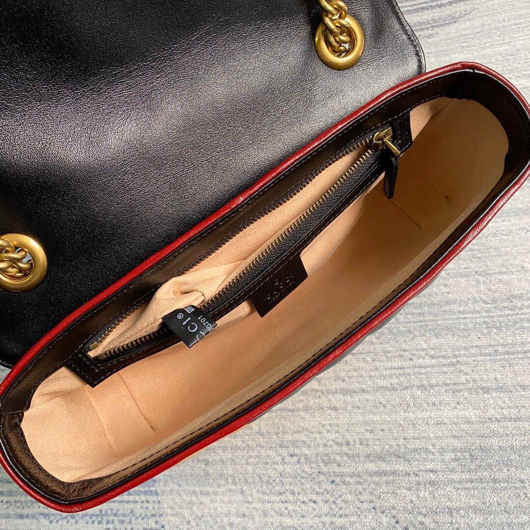 Gucci 443497 GG Marmont Matelass¨¦ Shoulder Bag Black Yellow - luxibagsmall