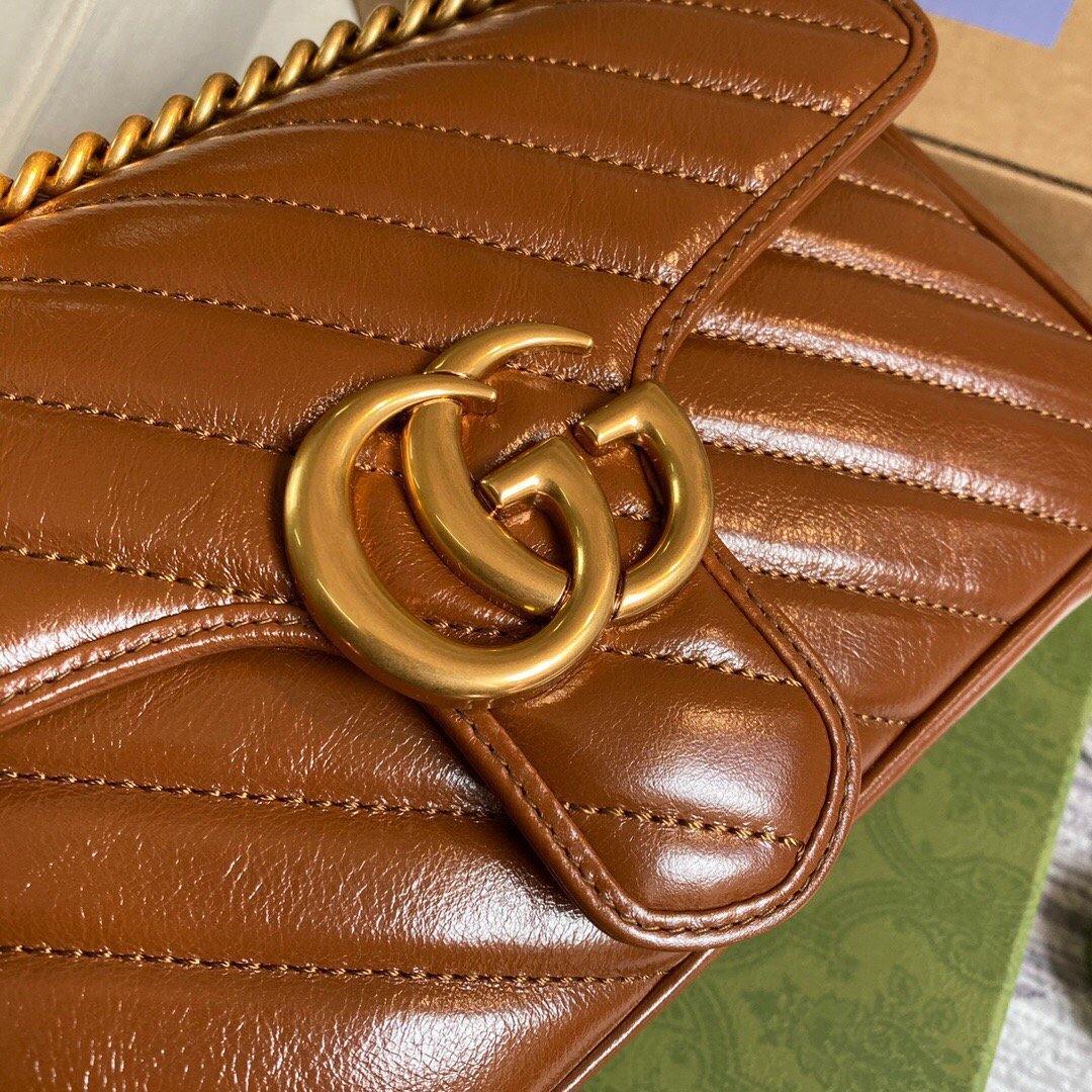 Gucci 443497 GG Marmont Matelass¨¦ shoulder Bag Brown - luxibagsmall