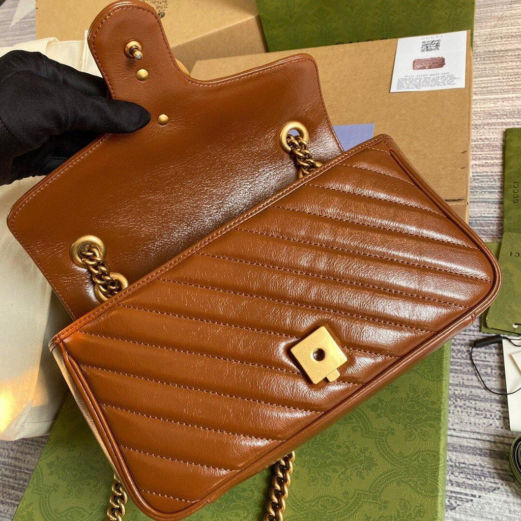 Gucci 443497 GG Marmont Matelass¨¦ shoulder Bag Brown - luxibagsmall