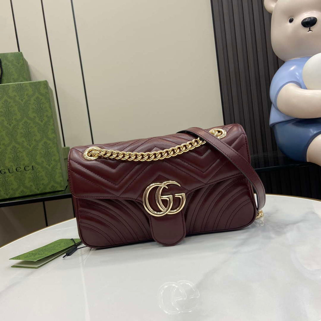 Gucci 443497 GG Marmont Matelass¨¦ shoulder Bag Dark Red