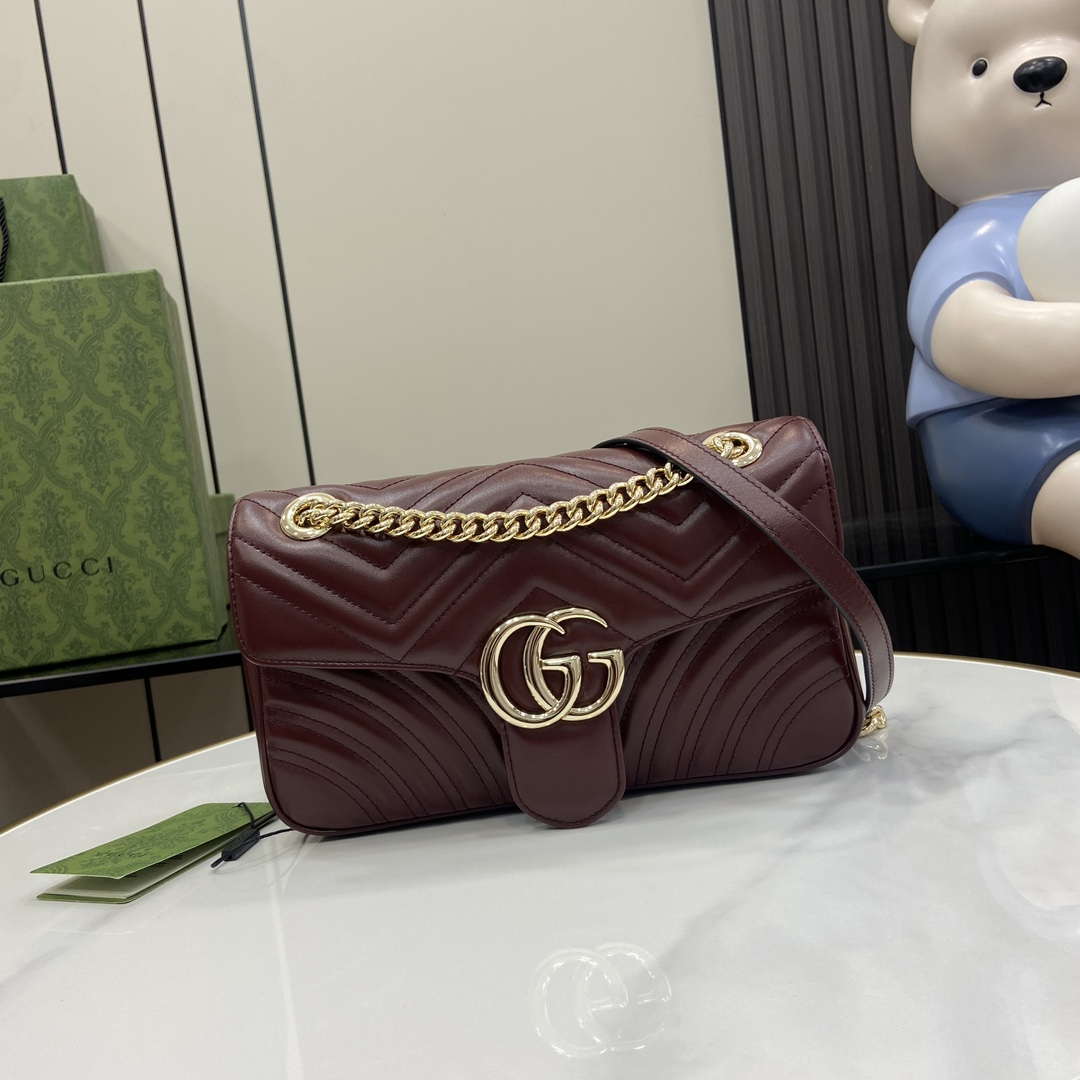 Gucci 443497 GG Marmont Matelass¨¦ shoulder Bag Dark Red