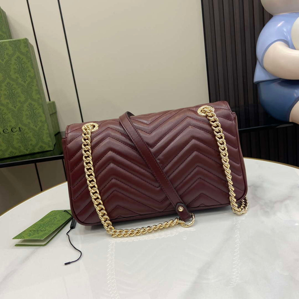 Gucci 443497 GG Marmont Matelass¨¦ shoulder Bag Dark Red