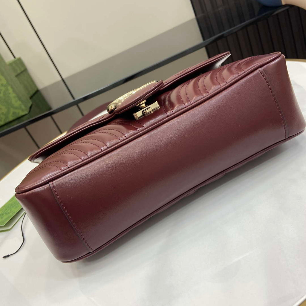 Gucci 443497 GG Marmont Matelass¨¦ shoulder Bag Dark Red