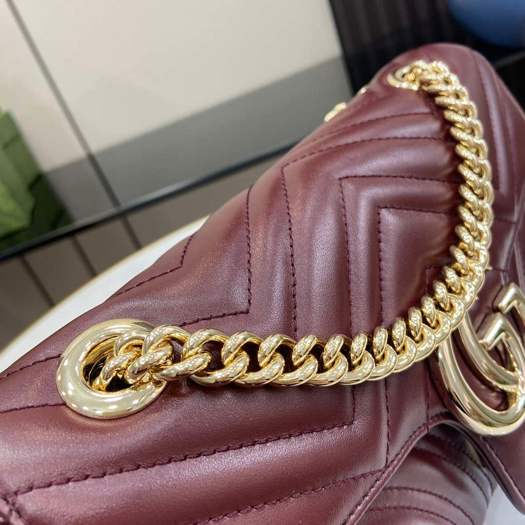 Gucci 443497 GG Marmont Matelass¨¦ shoulder Bag Dark Red