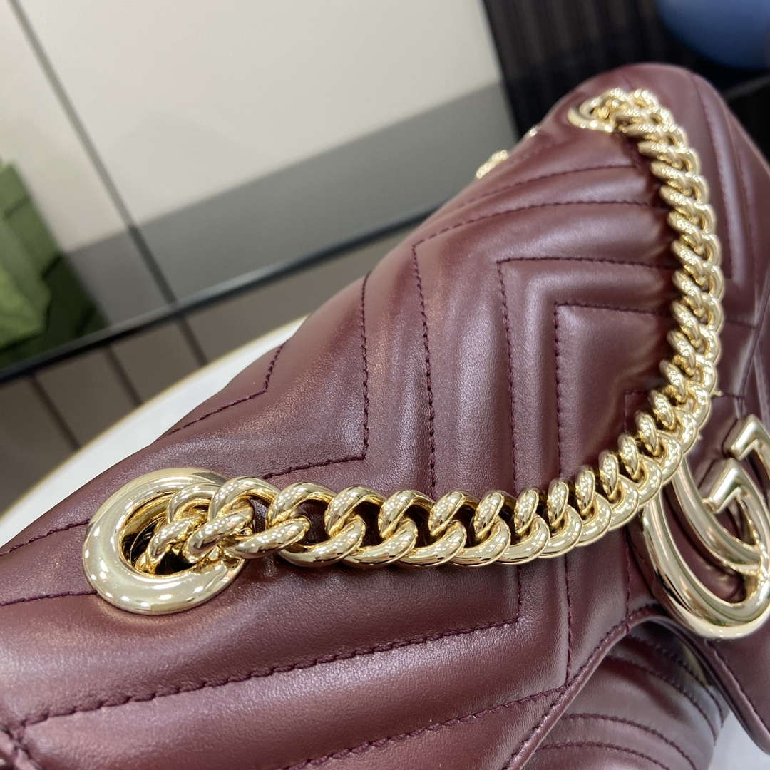 Gucci 443497 GG Marmont Matelass¨¦ shoulder Bag Dark Red