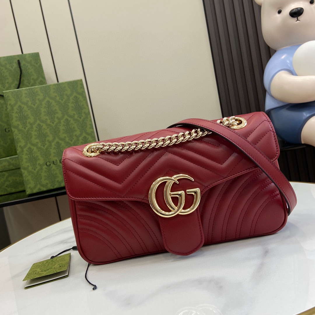 Gucci 443497 GG Marmont Matelass¨¦ shoulder Bag Wine Red