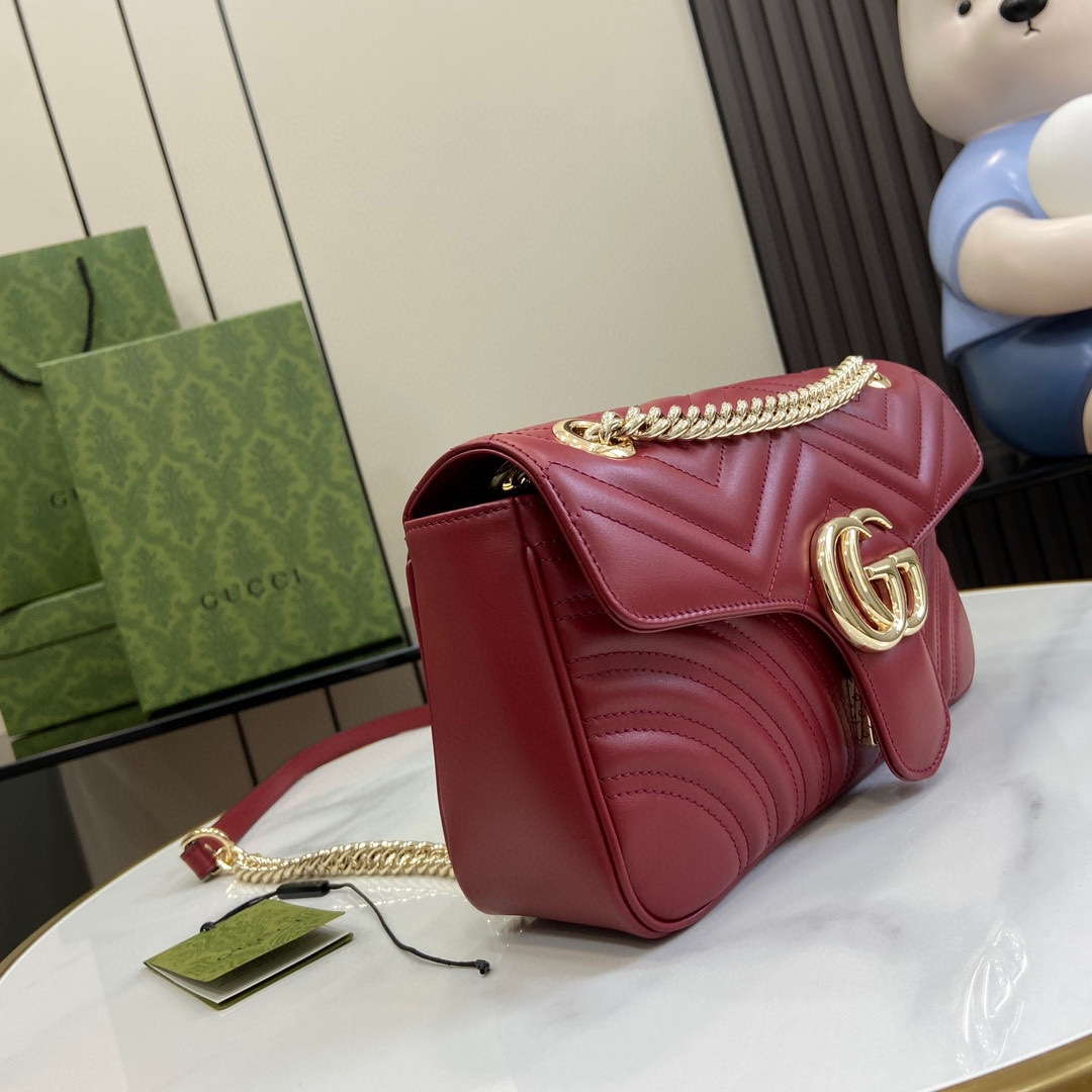 Gucci 443497 GG Marmont Matelass¨¦ shoulder Bag Wine Red