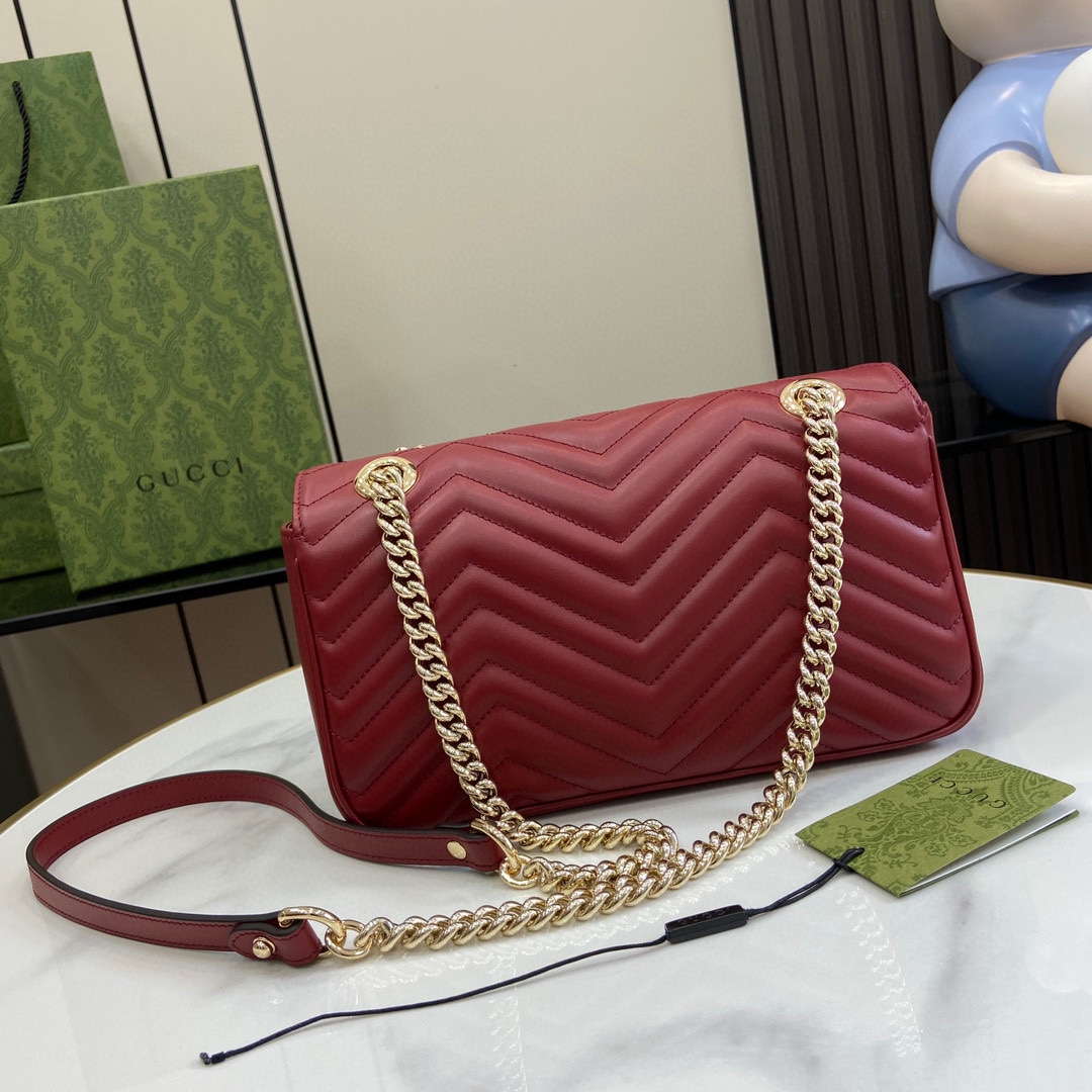 Gucci 443497 GG Marmont Matelass¨¦ shoulder Bag Wine Red