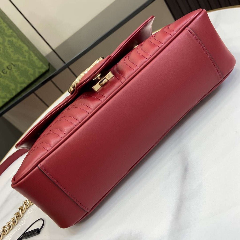 Gucci 443497 GG Marmont Matelass¨¦ shoulder Bag Wine Red
