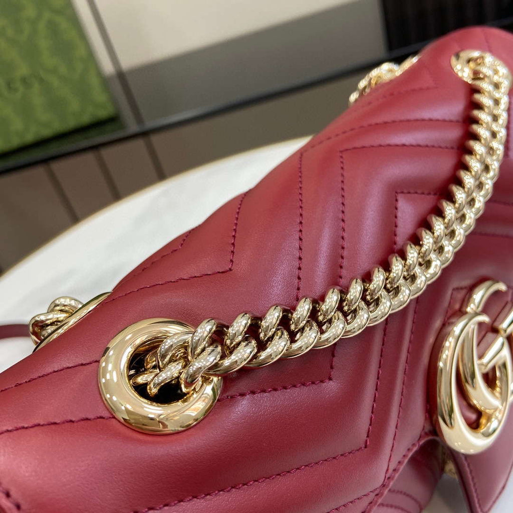 Gucci 443497 GG Marmont Matelass¨¦ shoulder Bag Wine Red