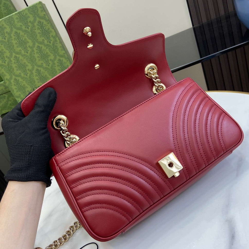 Gucci 443497 GG Marmont Matelass¨¦ shoulder Bag Wine Red