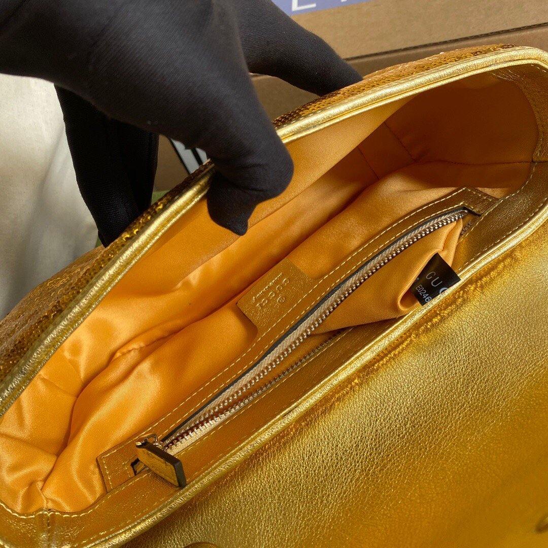 Gucci 443497 GG Marmont Matelass¨¦ shoulder Sequin Bag Gold - luxibagsmall