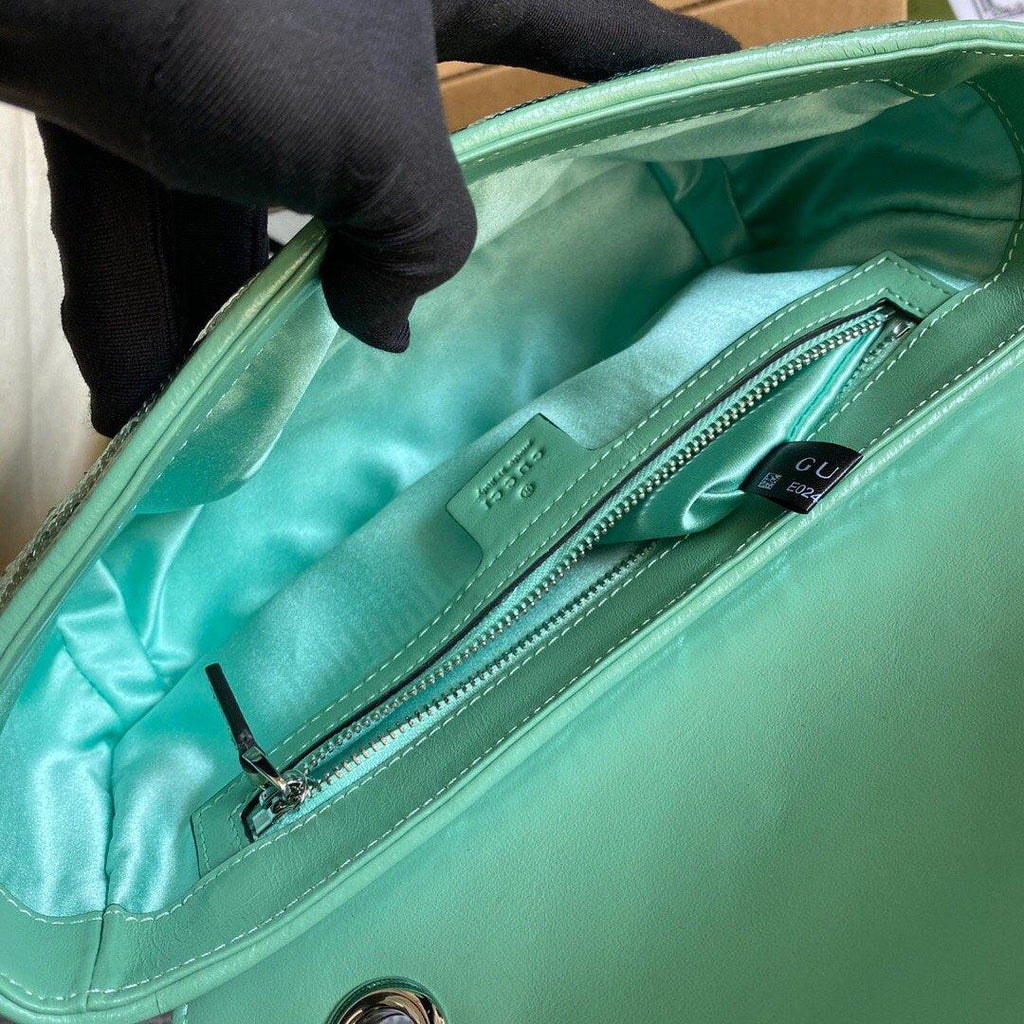 Gucci 443497 GG Marmont Matelass¨¦ shoulder Sequin Bag Green - luxibagsmall