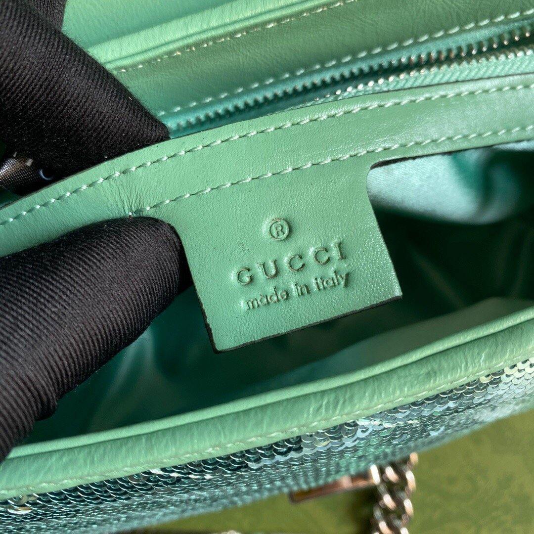Gucci 443497 GG Marmont Matelass¨¦ shoulder Sequin Bag Green - luxibagsmall