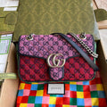 Gucci 443497 GG Marmont Multicolor small shoulder bag Red Purple - luxibagsmall