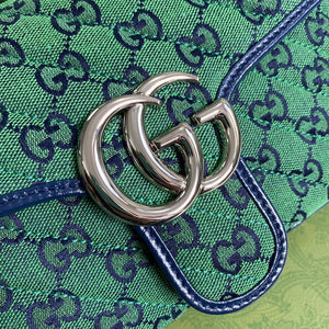 Gucci 443497 GG Marmont Multicolour Small Shoulder Bag Green - luxibagsmall