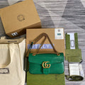 Gucci 443497 GG Marmont Small Crocodile Pattern Matelass¨¦ Shoulder Bag Green - luxibagsmall