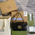 Gucci 443497 GG Marmont Small Crocodile Pattern Matelass¨¦ Shoulder Bag Black - luxibagsmall