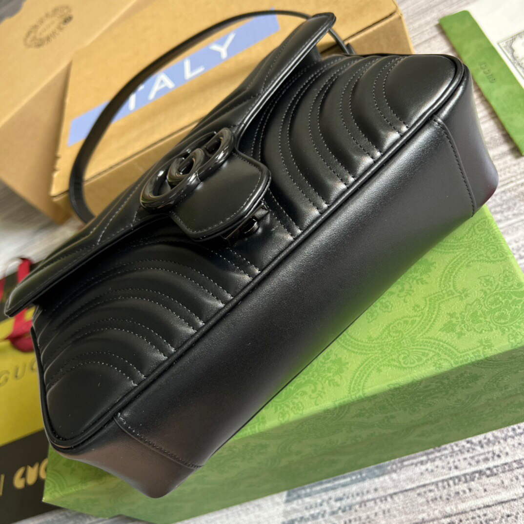 Gucci 443497 GG Marmont Small Shoulder Bag Black - Default Title - View 6