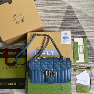 Gucci 443497 GG Marmont Small Shoulder Bag Blue - Default Title - View 1