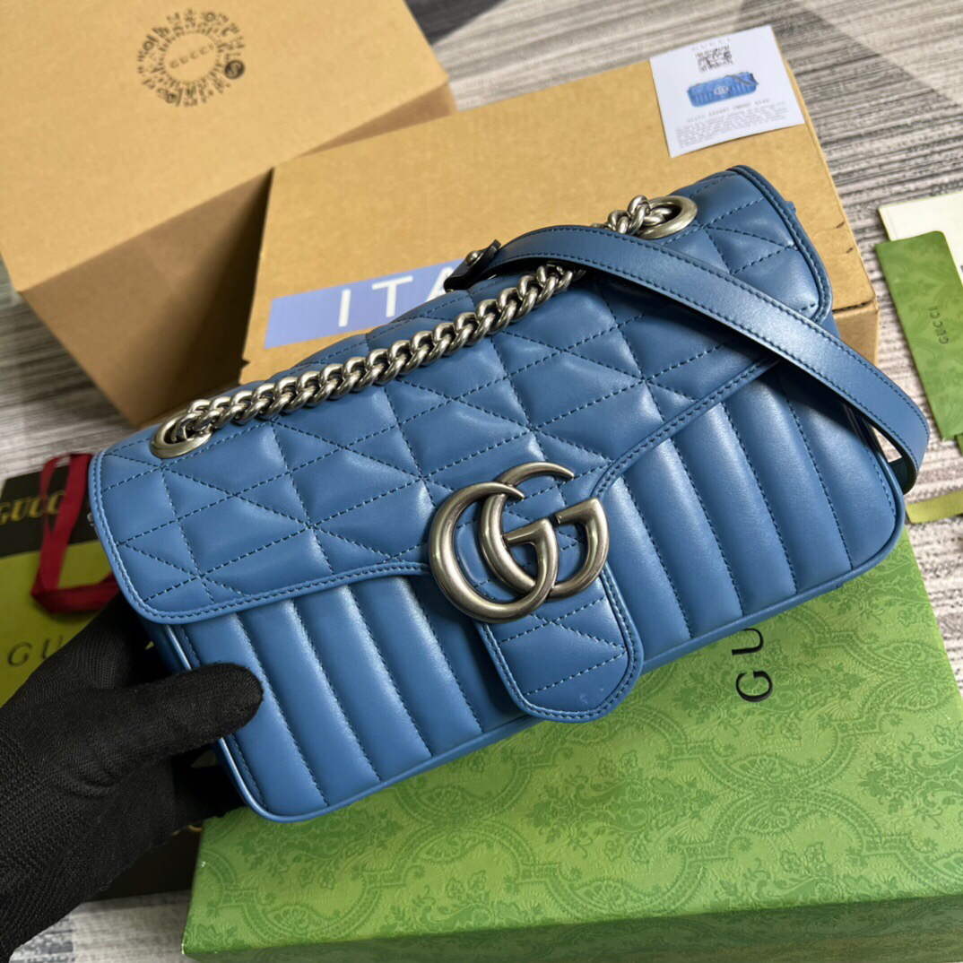 Gucci 443497 GG Marmont Small Shoulder Bag Blue - Default Title - View 4