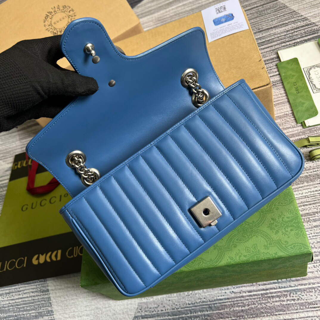 Gucci 443497 GG Marmont Small Shoulder Bag Blue - Default Title - View 7