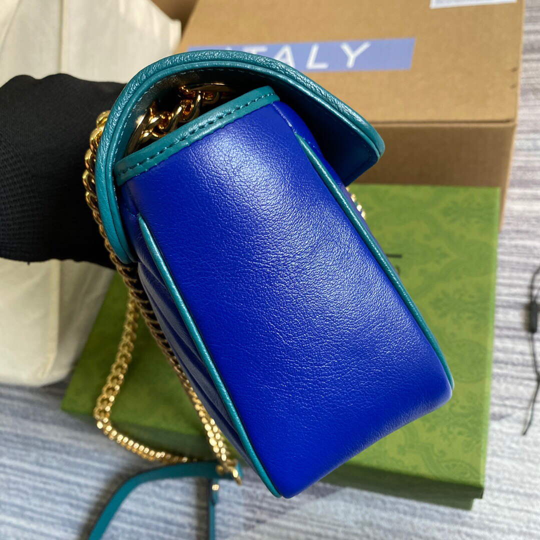 Gucci 443497 GG Marmont Small Shoulder Bag Blue Green - Default Title - View 4