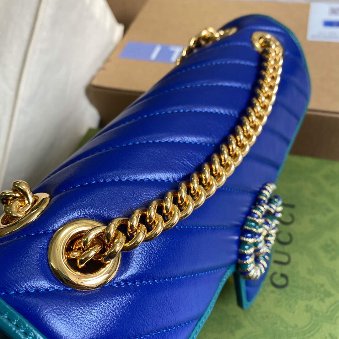 Gucci 443497 GG Marmont Small Shoulder Bag Blue Green - Default Title - View 5