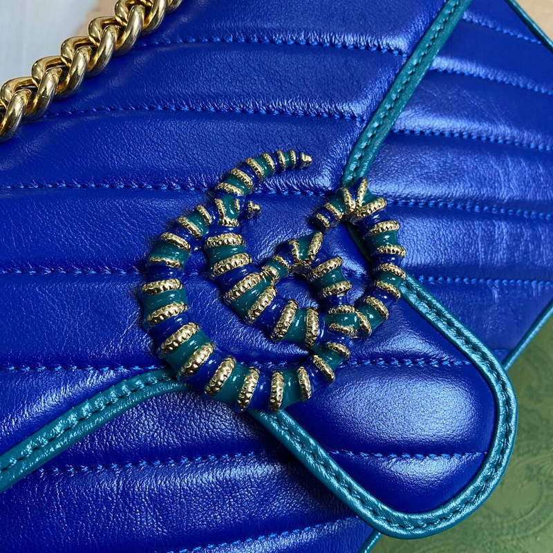 Gucci 443497 GG Marmont Small Shoulder Bag Blue Green - Default Title - View 6