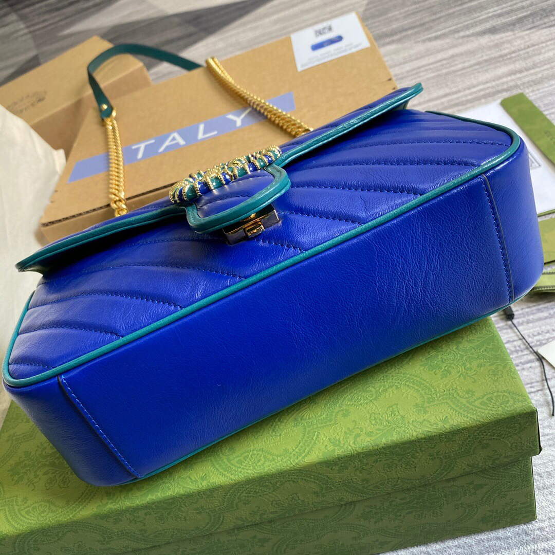 Gucci 443497 GG Marmont Small Shoulder Bag Blue Green - Default Title - View 7