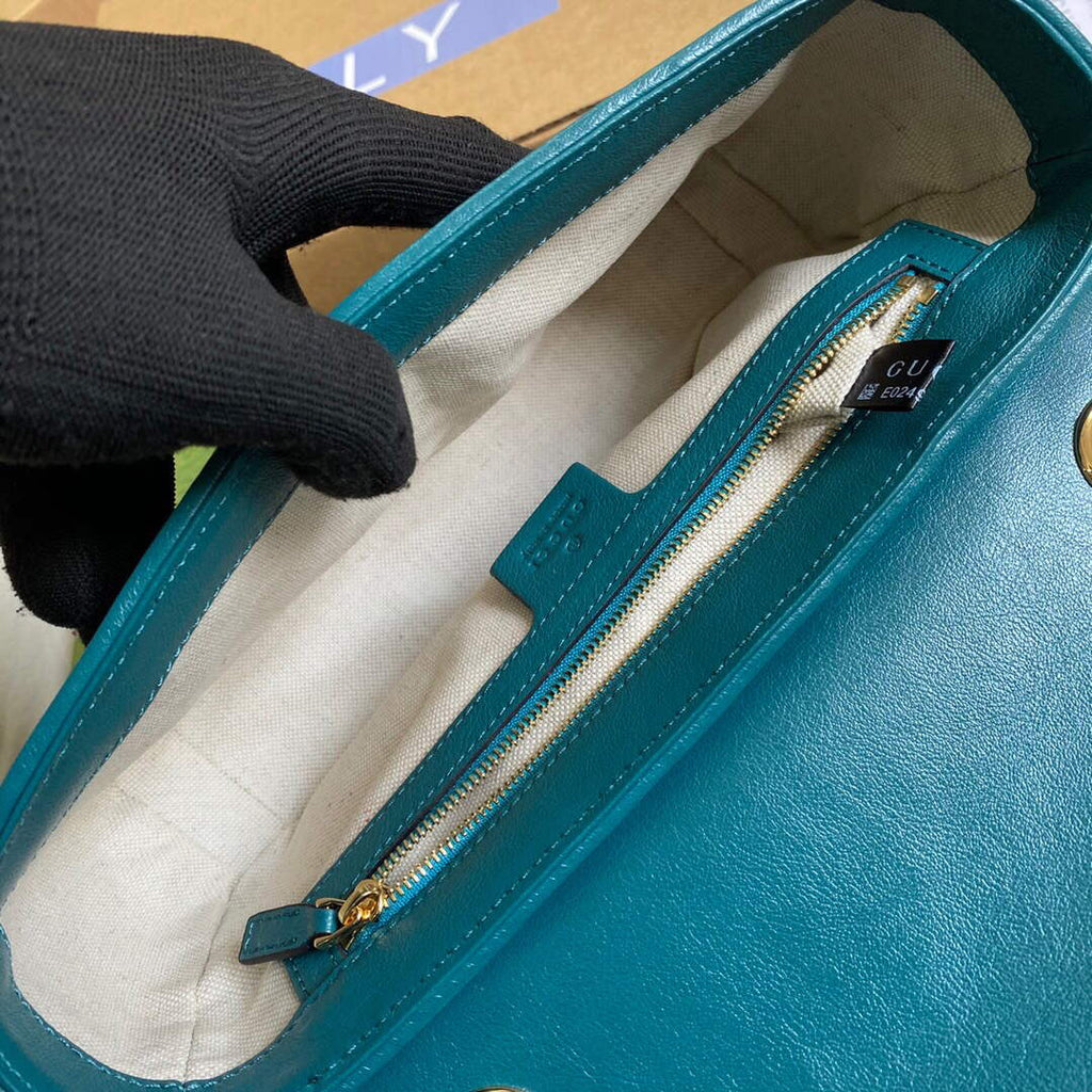 Gucci 443497 GG Marmont Small Shoulder Bag Blue Green