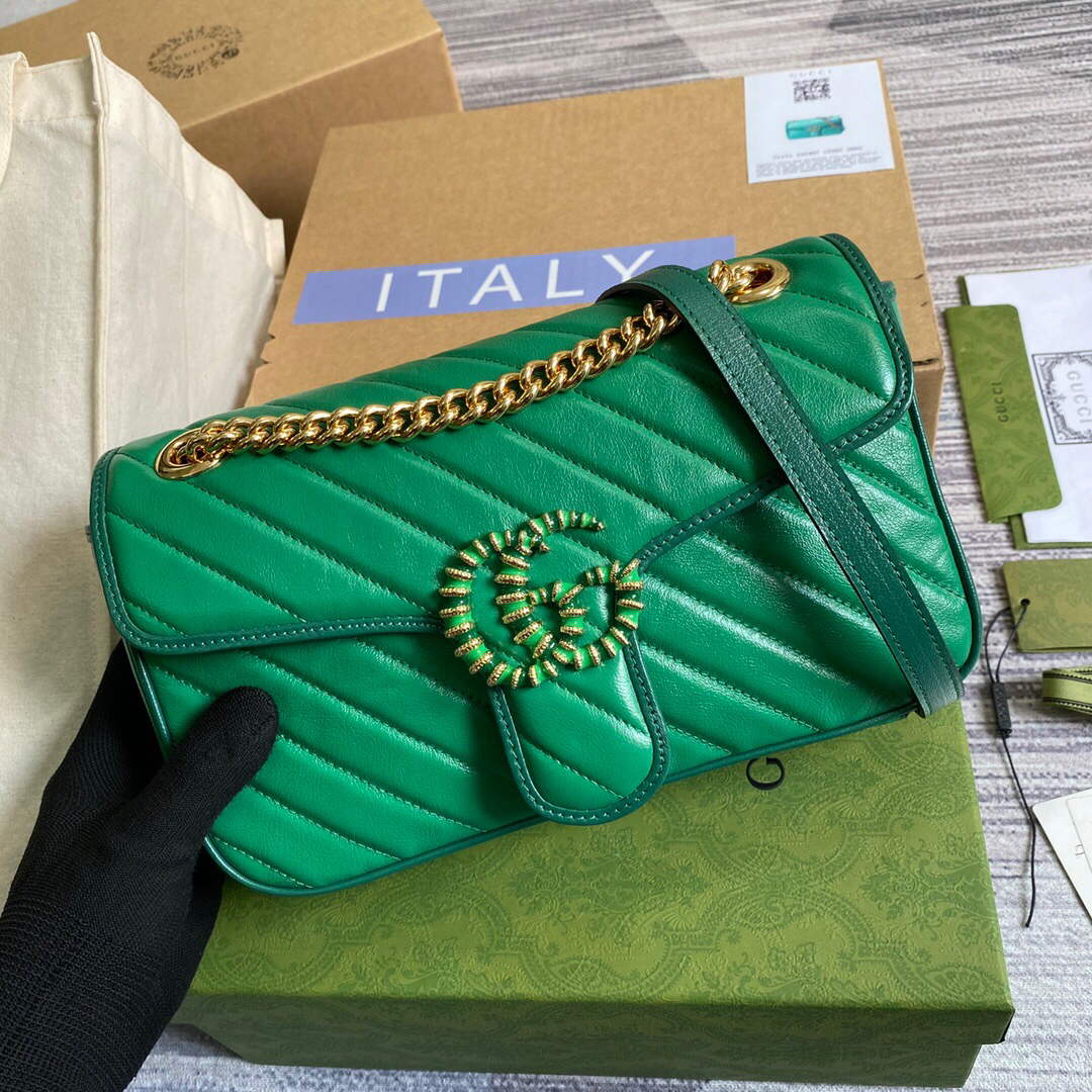Gucci 443497 GG Marmont Small Shoulder Bag Green - Default Title - View 1