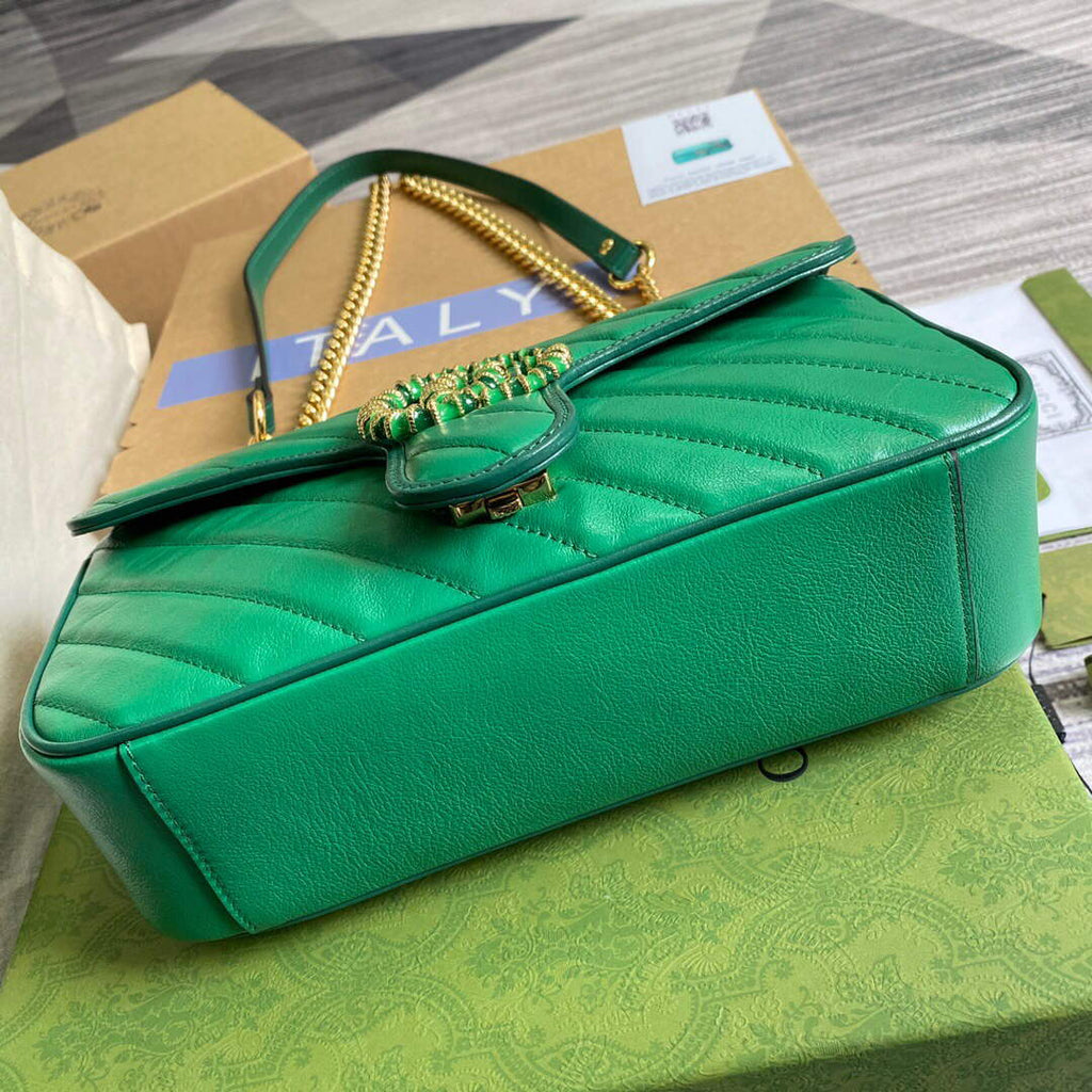Gucci 443497 GG Marmont Small Shoulder Bag Green