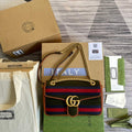 Gucci 443497 GG Marmont Small Shoulder Bag Green Brown - Default Title - View 1