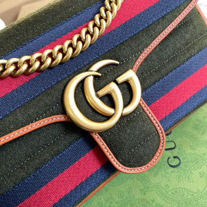 Gucci 443497 GG Marmont Small Shoulder Bag Green Brown - Default Title - View 4
